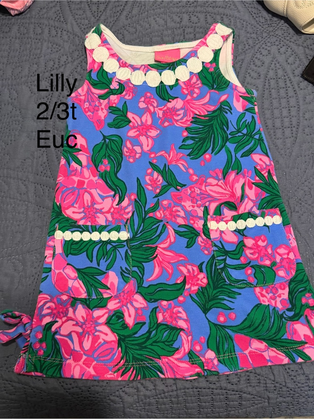Lilly Pulitzer Pink & Blue Floral Girls Shift Dress